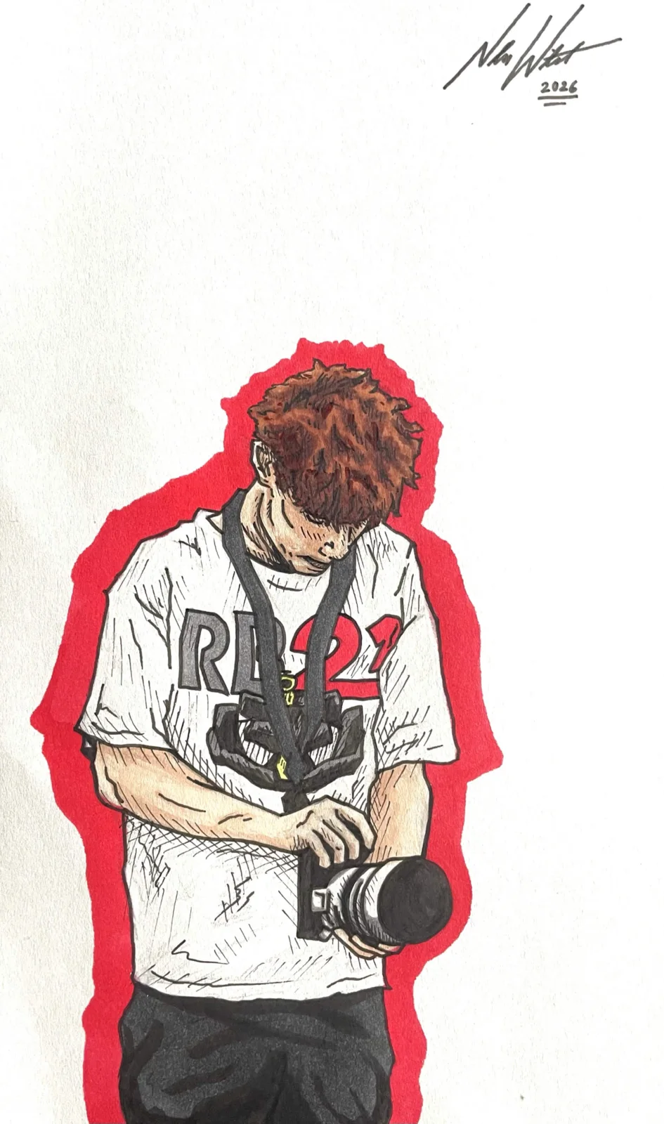 Personal portrait drawing of a photographer