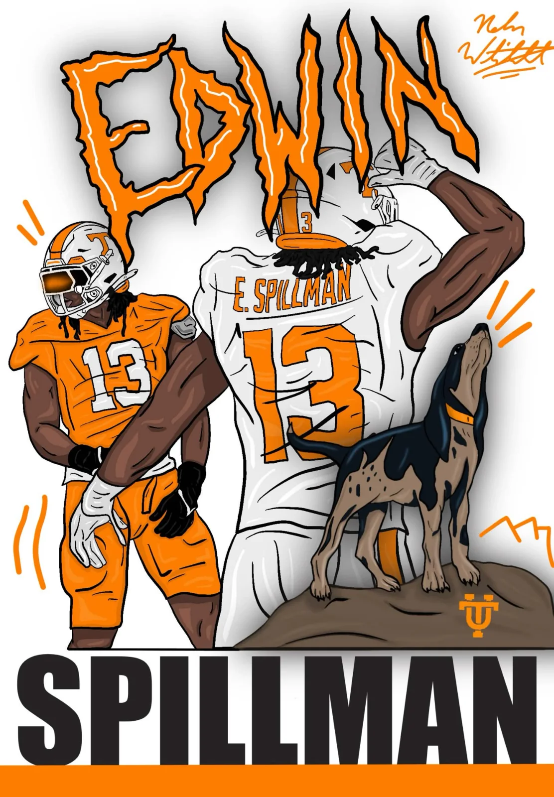 Custom football player poster illustration