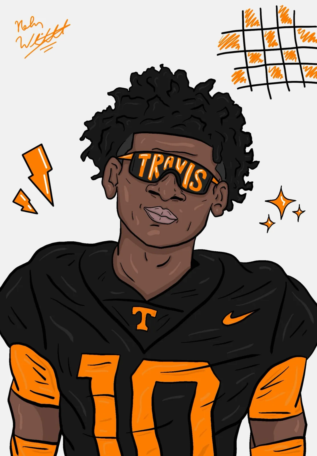 Custom football portrait drawing